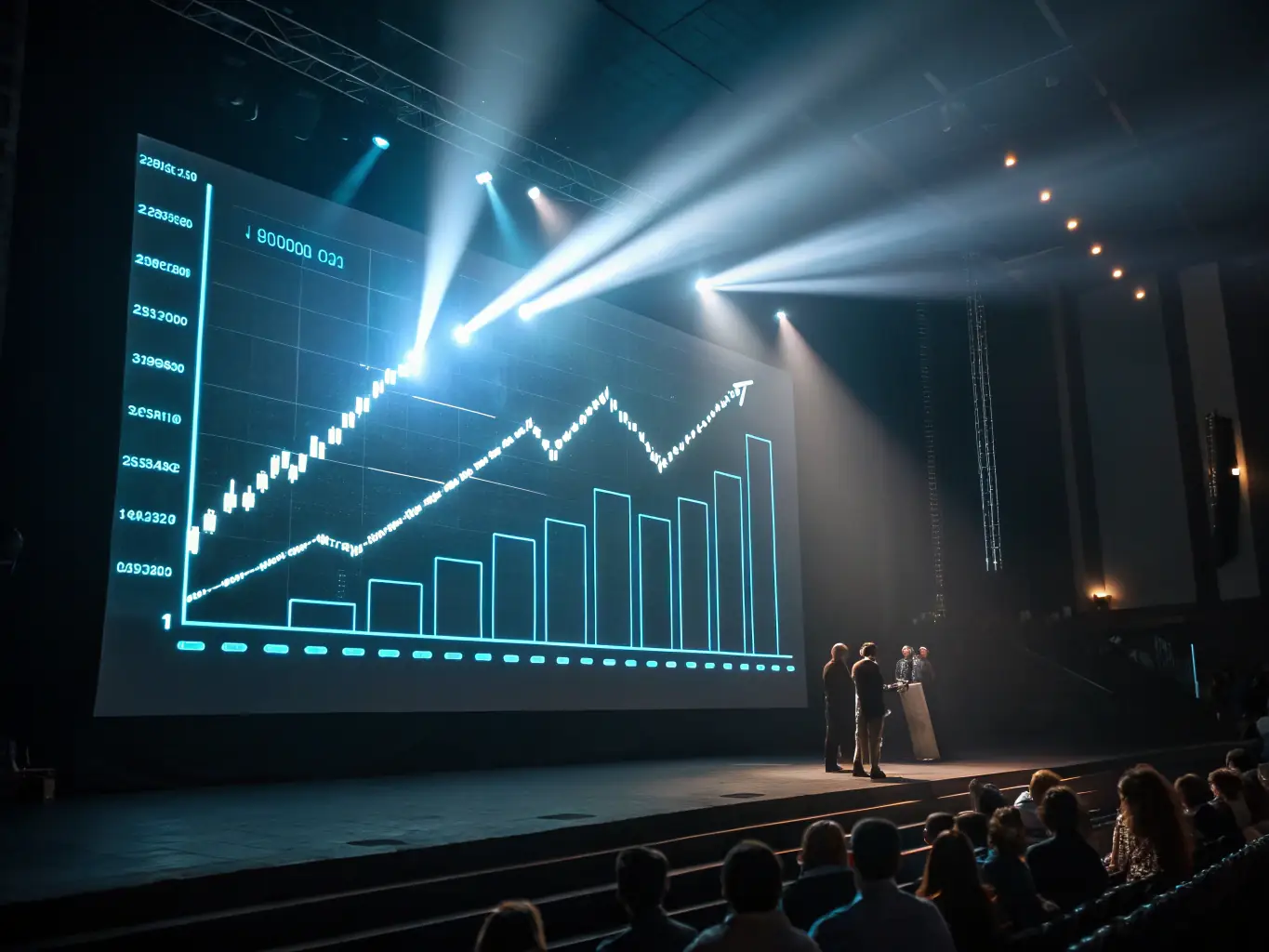 A graph showcasing a significant upward trend in sales and efficiency metrics for an automotive company, illustrating the impact of Phoenix Nexus's consulting services.