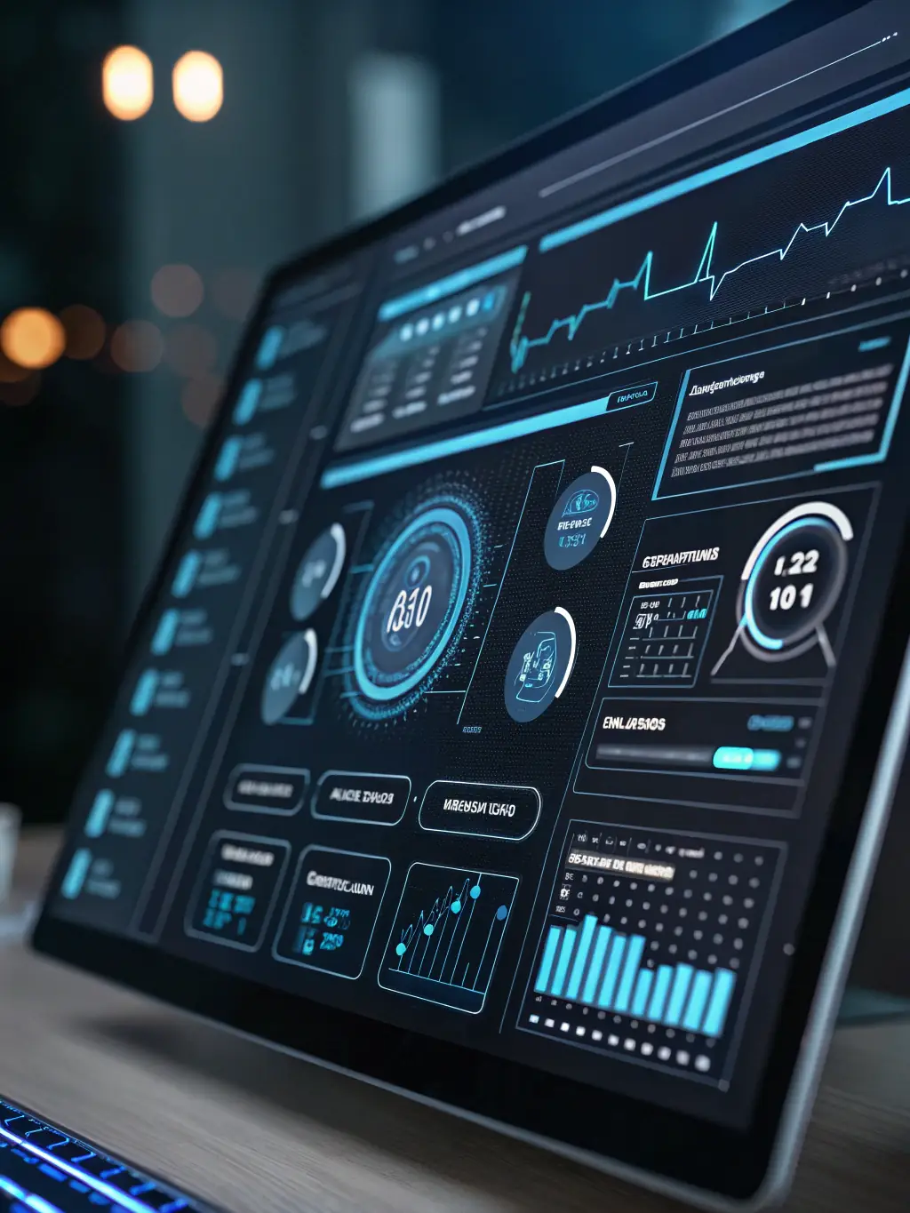An AI interface displaying automation workflows and data analytics dashboards, highlighting Phoenix Nexus's AI-driven automation capabilities.